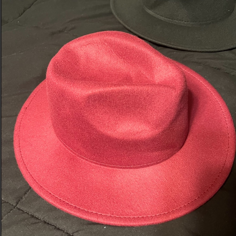 Red and black fedora hats